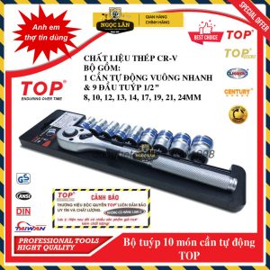 Bộ Khẩu Tuýp Cần Tự Động 10 Chi Tiết 1/2 inch 8-24mm