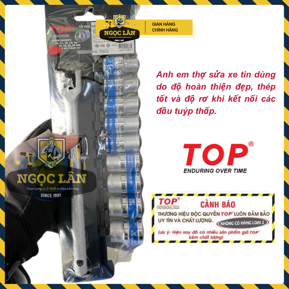 Hàng chuẩn TOP Bộ khẩu tuýp lắt léo 10 chi tiết 1/2'' 10-24mm - Ảnh 5