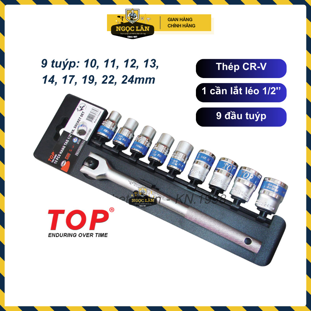 Hàng chuẩn TOP Bộ khẩu tuýp lắt léo 10 chi tiết 1/2'' 10-24mm - Ảnh 2