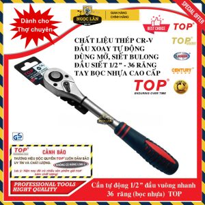 Cần siết tự động 1/2" đầu vuông thép CRV 36 răng, tay cầm bọc, hàng TOP