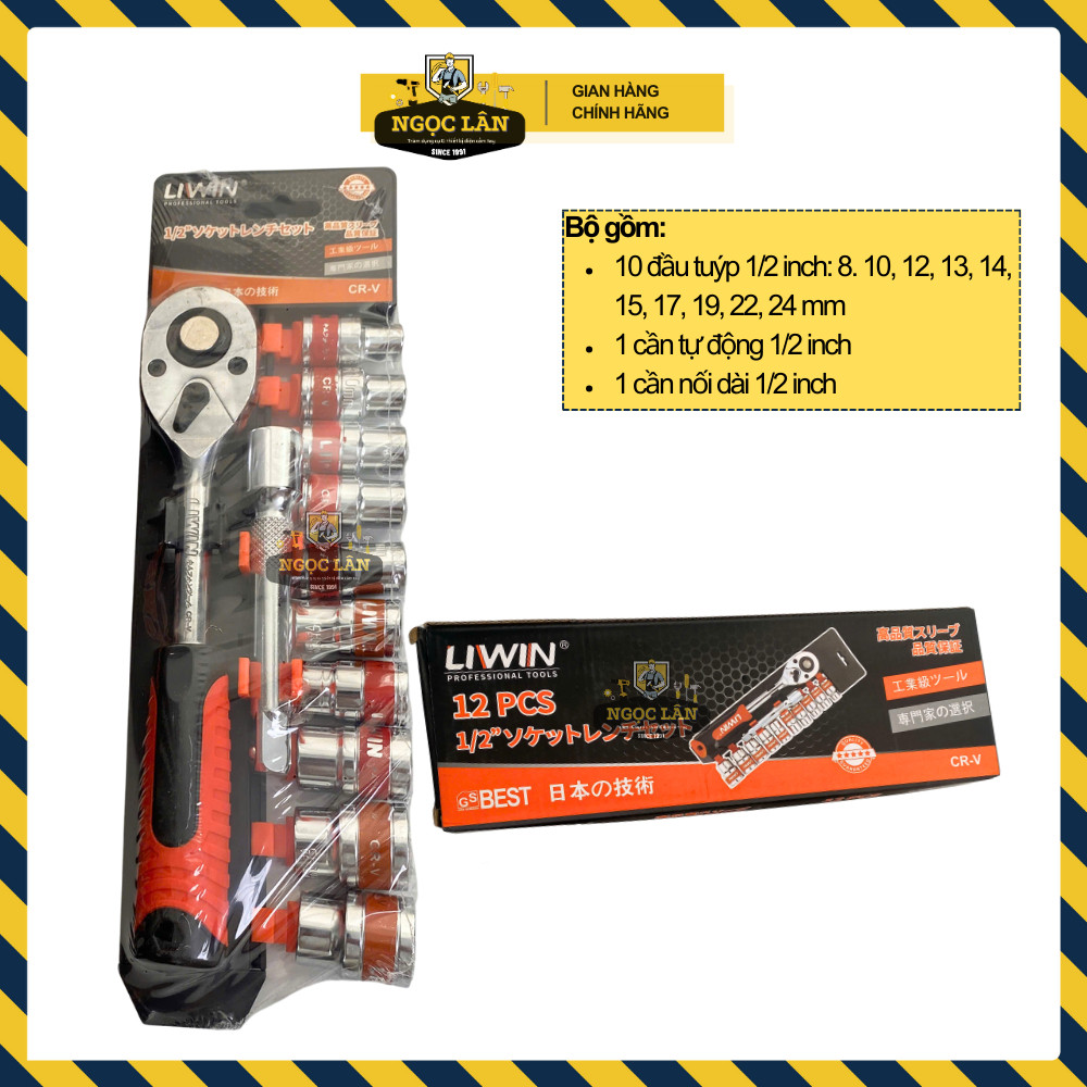 Combo Cờ lê, Khẩu 1/2" 8-24mm, Lục giác bi 1.5-10mm - Ảnh 4