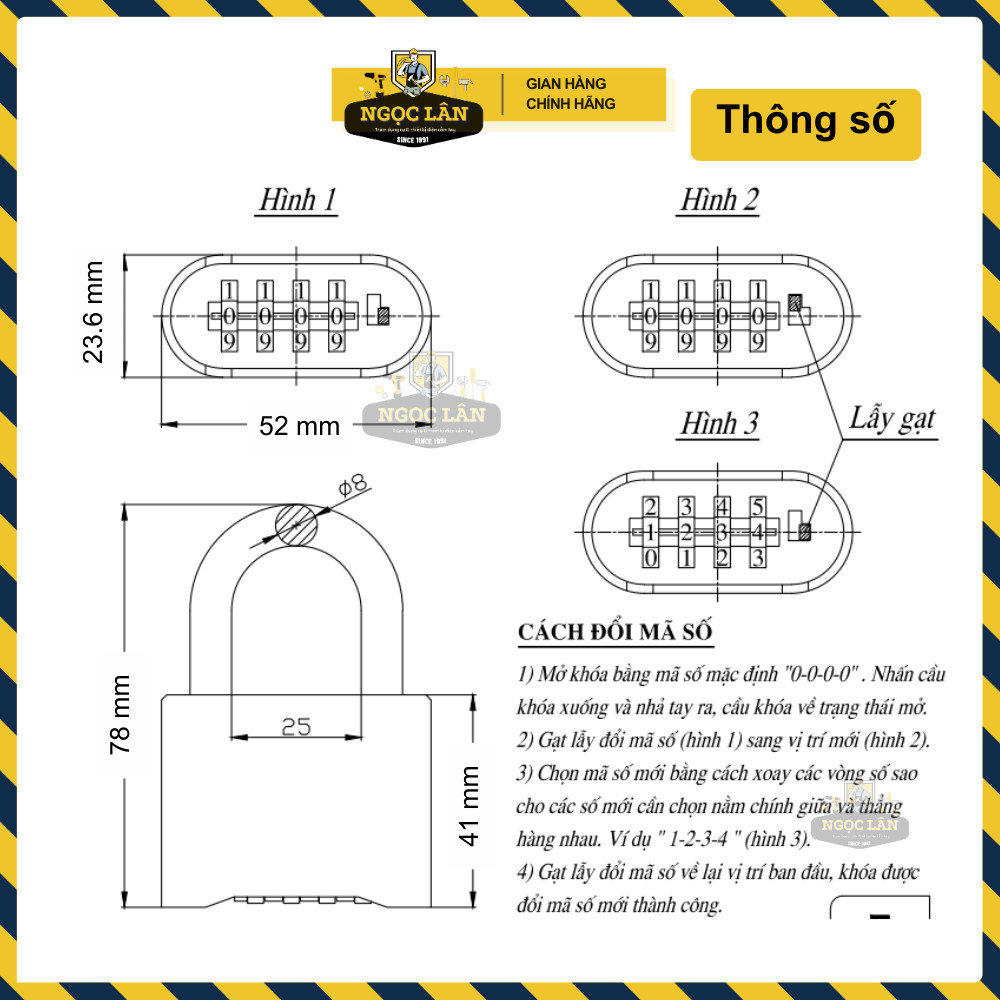 Khóa số Việt Tiệp 5 phân, khóa treo mật mã vàng đồng không chìa - Ảnh 2
