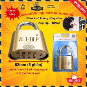Khóa số Việt Tiệp 5 phân, khóa treo mật mã vàng đồng không chìa
