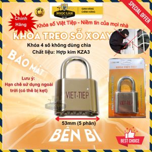 Khóa số treo mật mã Việt Tiệp KZA3 hợp kim trắng bạc an toàn không chìa