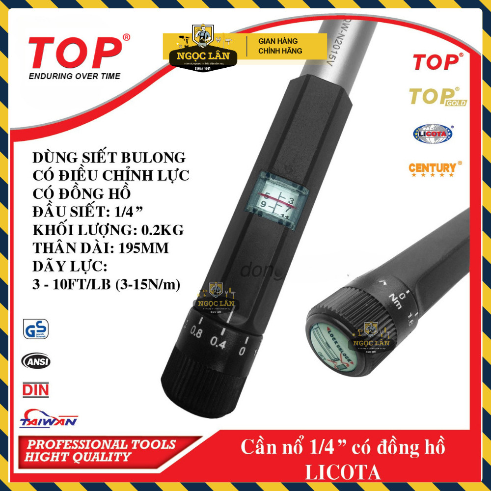 Cần Siết Lực Chỉnh Licota 1/4" Đồng Hồ (3-15 Nm) Chính Hãng Đài Loan - Ảnh 3