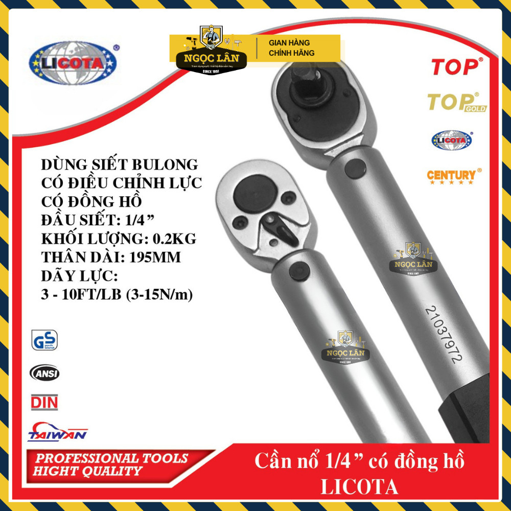 Cần Siết Lực Chỉnh Licota 1/4" Đồng Hồ (3-15 Nm) Chính Hãng Đài Loan - Ảnh 4