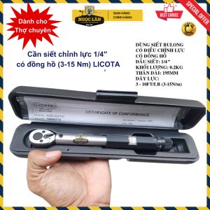 Cần Siết Lực Chỉnh Licota 1/4" Đồng Hồ (3-15 Nm) Chính Hãng Đài Loan