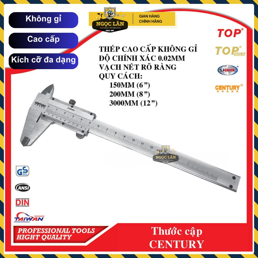 Thước kẹp cơ khí Century 150-200-300mm, độ chính xác 0,02mm - Ảnh 2