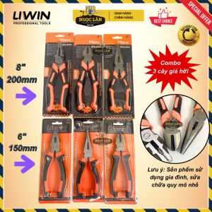 Bộ 3 Kìm Liwin Điện, Cắt, Nhọn 6", 8" Đa Năng Sửa Chữa Điện Nước