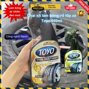 Chai Xịt Bóng Vỏ Lốp Toyo 600ml Nano Cao Cấp, Đen Mới Tự Nhiên
