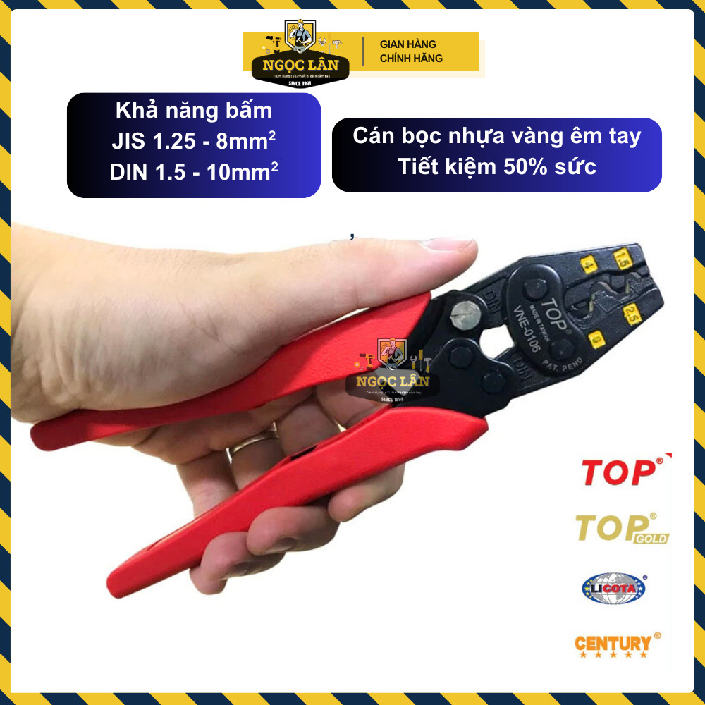 Kìm bấm cos TOP Gold trợ lực số 8, 1.5-10mm2, có nút tăng độ cứng - Ảnh 4