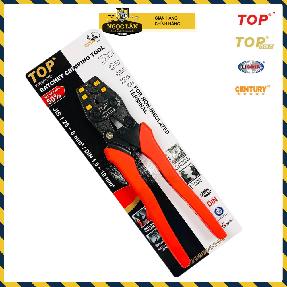 Kìm bấm cos TOP Gold trợ lực số 8, 1.5-10mm2, có nút tăng độ cứng - Ảnh 9
