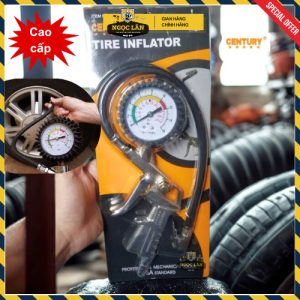 Đầu vòi bơm lốp oto xe máy Century cao cấp có đồng hồ đo áp suất