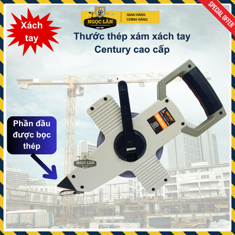 Thước Thép Century Xách Tay 30m, 50m Xám Chính Hãng Cao Cấp
