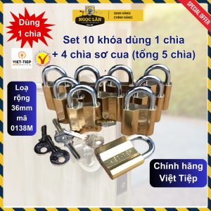 Khóa Treo Đồng Việt Tiệp 0138M (Set 10) dùng chung 1 chìa, giữ chìa