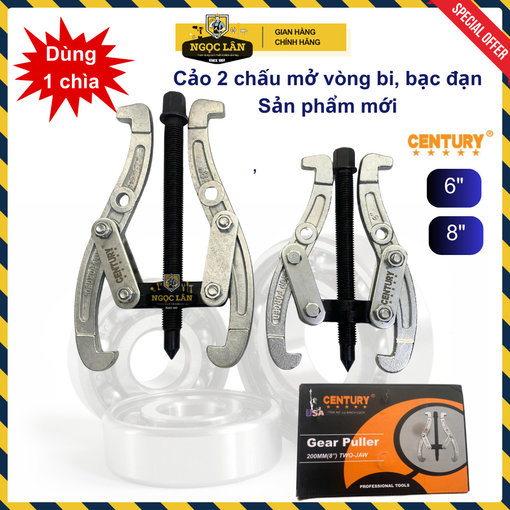 Cảo Century 2 chấu 6-8 inch, mở vòng bi bạc đạn thép cao cấp phiên bản mới