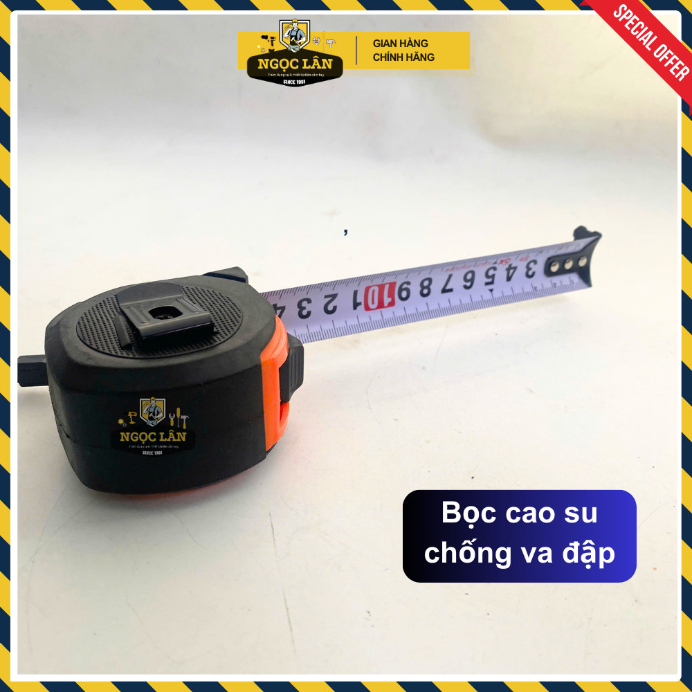 Thước kéo cuộn OK 5m x 25mm bọc cao su chống va đập 1 mặt số - Ảnh 3