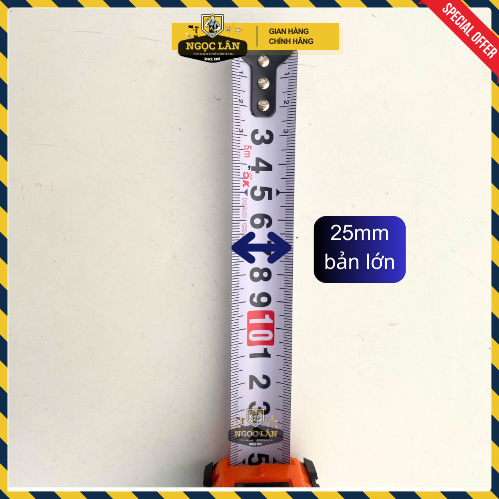 Thước kéo cuộn OK 5m x 25mm bọc cao su chống va đập 1 mặt số - Ảnh 7