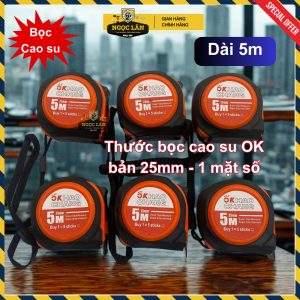 Thước kéo cuộn OK 5m x 25mm bọc cao su chống va đập 1 mặt số