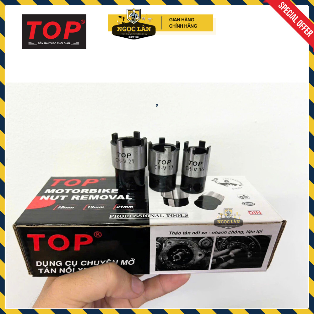 Túyp mở tán nồi côn xe máy TOP 1/2" 16-19-21mm Chính hãng Đài Loan - Ảnh 9