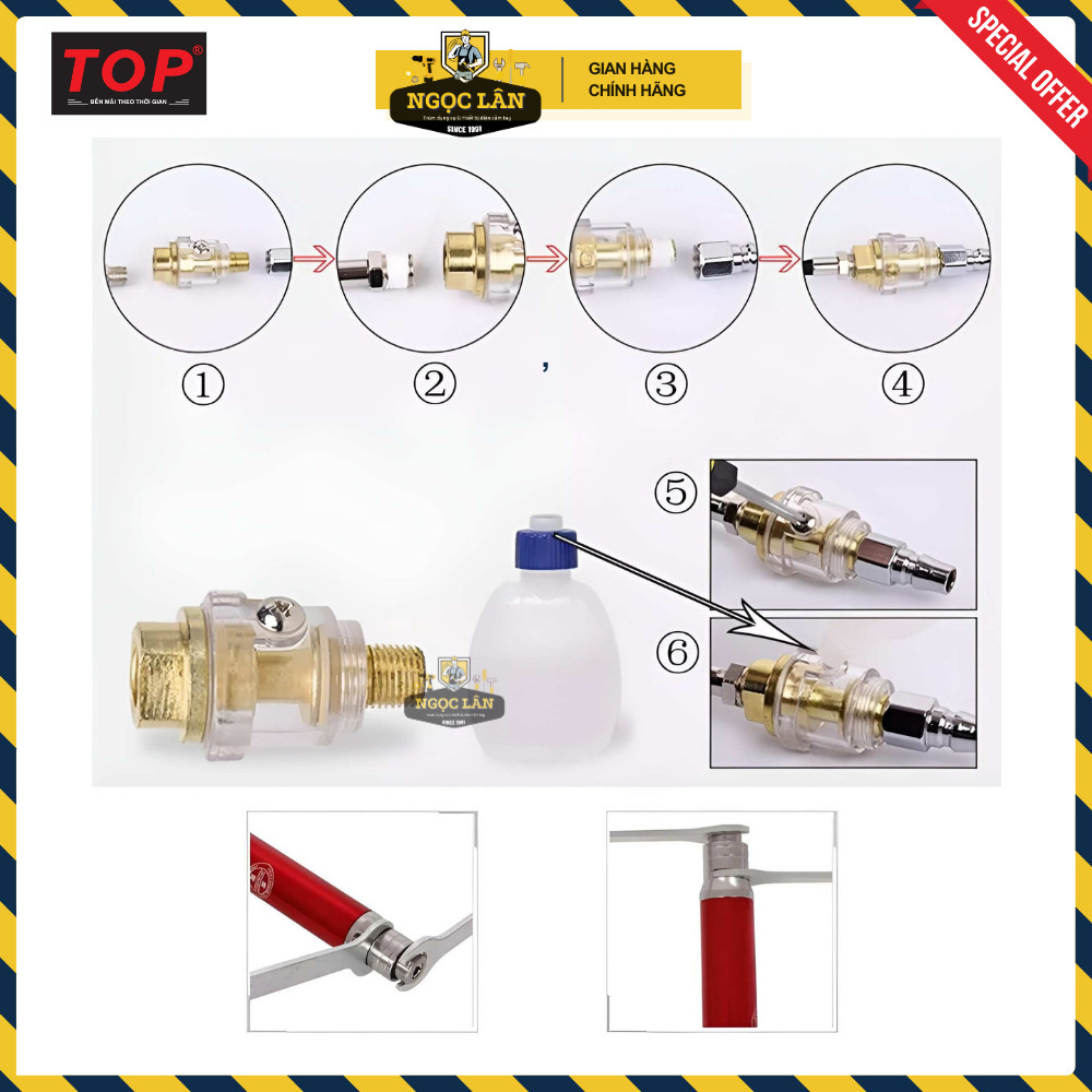 Máy mài hơi khí nén TOP dạng viết 3mm, bộ có đá 10 cây Đài Loan - Ảnh 8