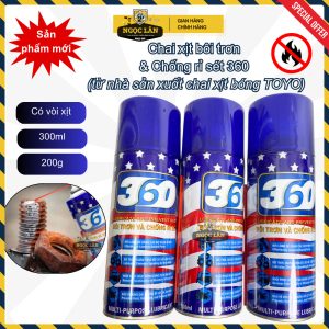 TOYO 360 Xịt Bôi Trơn Chống Rỉ Sét Đa Năng 300ml