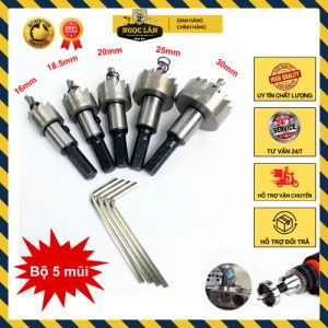 Bộ 5 Mũi Khoét Khoan Lỗ Kim Loại Thép HHS Size 16-30mm
