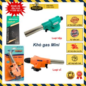 Khò gas mini tự động đánh lửa, nút vặn điều chỉnh gas, đèn khò ga