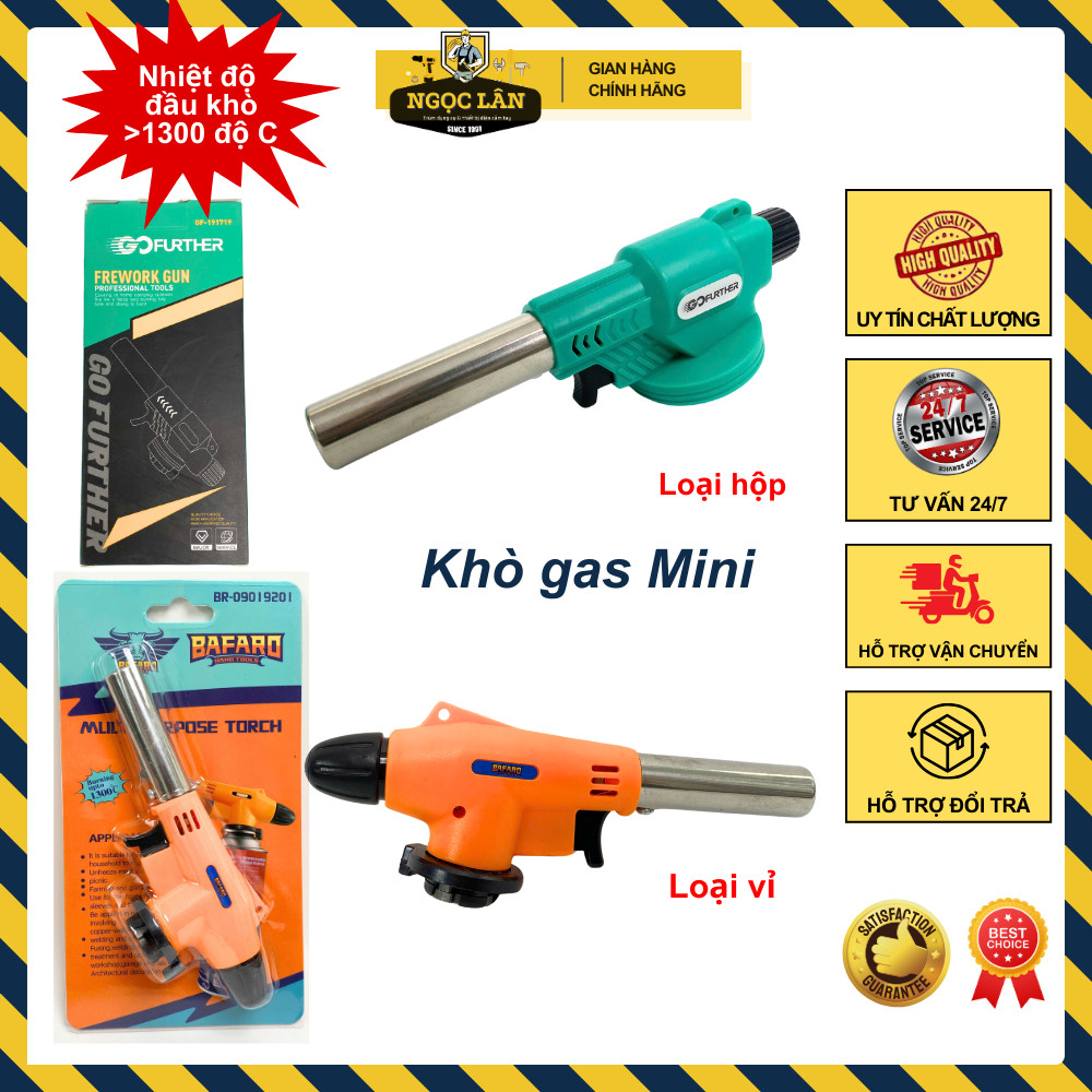 Khò gas mini tự động đánh lửa, nút vặn điều chỉnh gas, đèn khò ga
