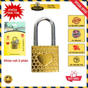 Ổ khóa mini 2 phân khóa vali, tủ nhỏ, hình Trái tim, kèm 2 chìa
