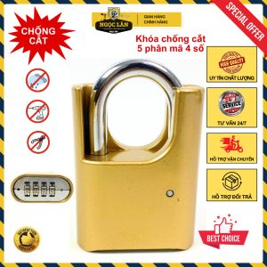 Khóa chống cắt 4 mã số, chống trộm, không gỉ 5 phân