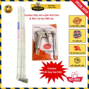 Combo dây hơi xoắn IKOTO 8x5mm 6m/12m và béc xịt bụi khí nén 989