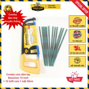 Khung cưa sắt Bossman 12 inch đa năng, kèm 1 lưỡi cưa sắt