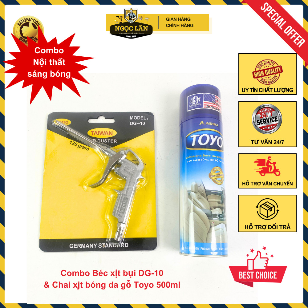 Combo TOYO Xịt Bóng Da Gỗ Nhựa & Béc Xịt Bụi Khí Nén DG-10