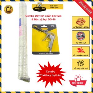 Dây hơi xoắn IKOTO 8x5mm 6m/12m + Béc xịt bụi khí nén DG-10