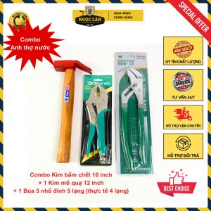 Combo Kìm bấm chết 10in bọc, Kìm mỏ quạ 12in, Búa 5 lạng sửa điện nước