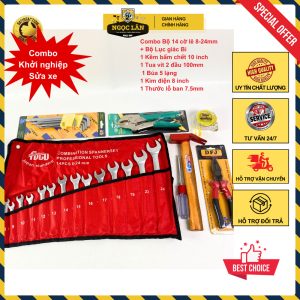 Bộ Dụng Cụ Sửa Chữa Đa Năng 7 Món: Cờ Lê, Kìm, Lục Giác, Búa, Tua Vít, Thước Lỗ Ban
