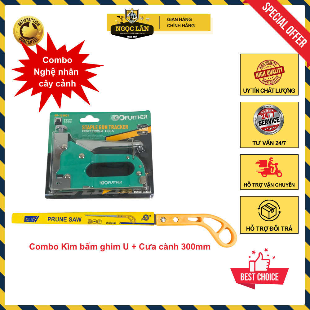Bộ Kìm bấm ghim U và Cưa cành lách LS 300mm