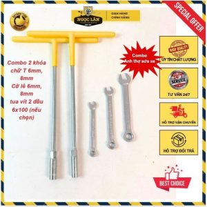 Combo Khóa T (8,10mm), Cờ lê (6,8,10mm), Tua vít 2 đầu 6x100