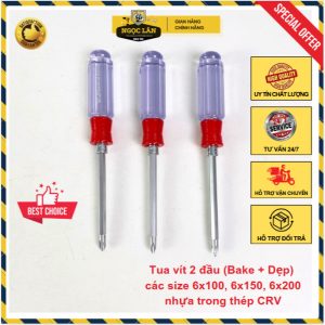 Tua vít đổi đầu 6 li CRV, tiêu chuẩn USA, nhựa trong, cỡ 1/1.5/2 tất