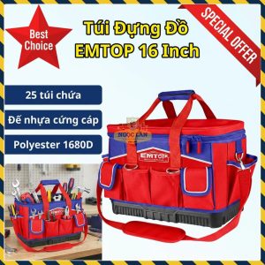 Túi Đựng Đồ Nghề EMTOP 16 Inch Đế Nhựa Chống Thấm Nước (ETBG48164)