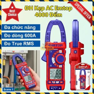 Đồng Hồ Kẹp AC Kỹ Thuật Số Emtop True RMS 4000 Đếm EDMR766001