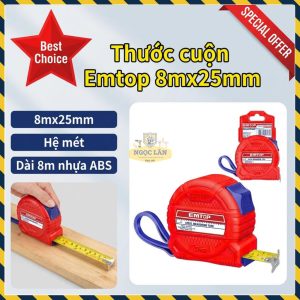 Thước Cuộn Emtop 8mx25mm Vỏ ABS EMTP3825M