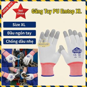 Găng Tay Phủ Pu Emtop Epgv0201 Size XL Chống Dầu Đầu Ngón Tay