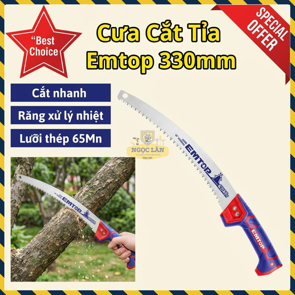 Cưa Tỉa Emtop 13"/330mm Lưỡi 65Mn Răng Xử Lý Nhiệt EHASP3301