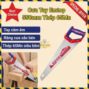 Cưa Tay Gỗ Emtop 550mm Lưỡi Thép 65Mn Răng Sắc Bén EHAS5502