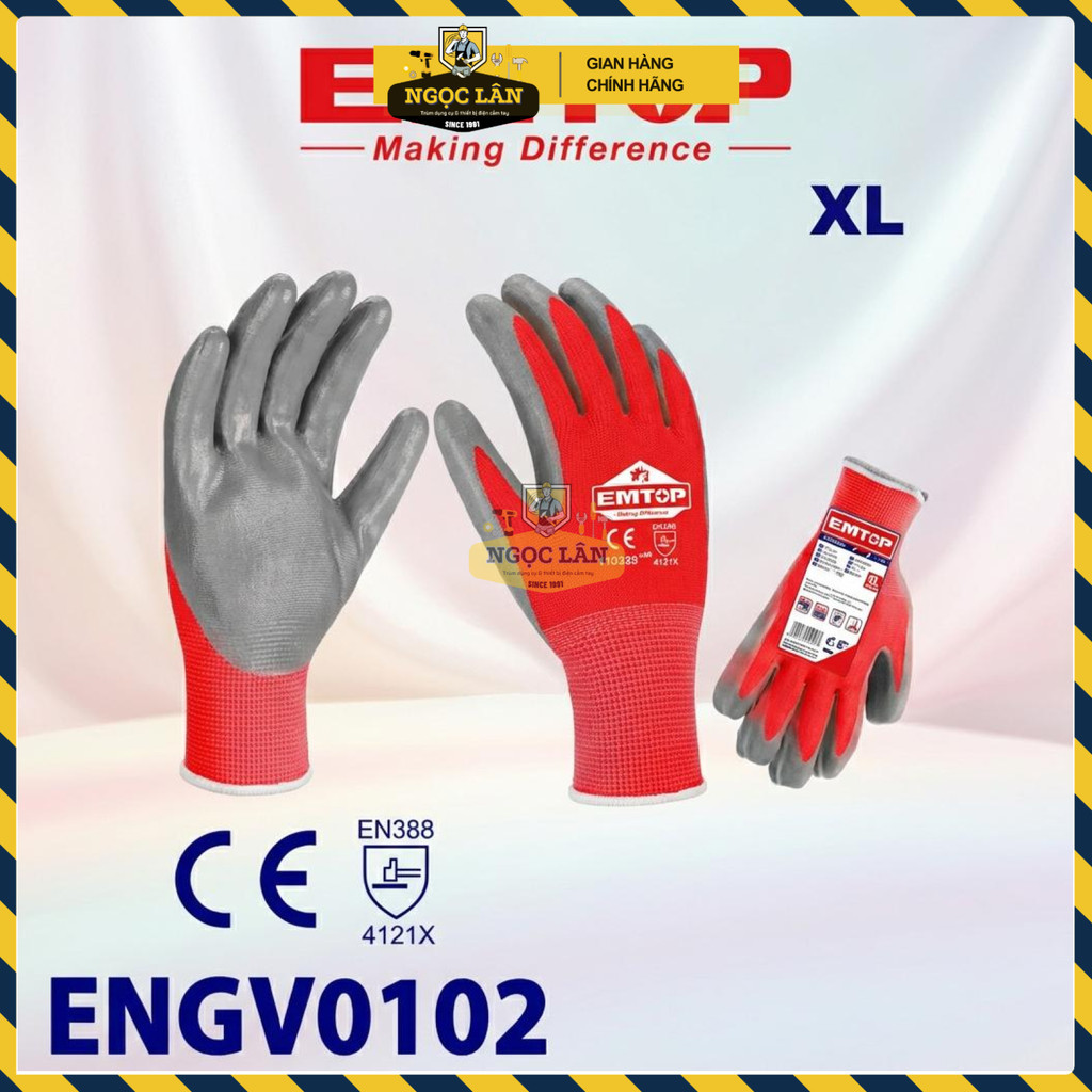 Găng Tay Emtop Nitrile Lót Polyester Size XL ENGV0102 - Ảnh 2