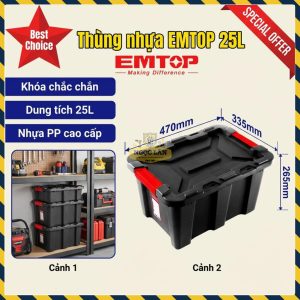 Thùng Hộp Nhựa Đa Năng EMTOP 25L PP Bền Bỉ (EMTB3325)