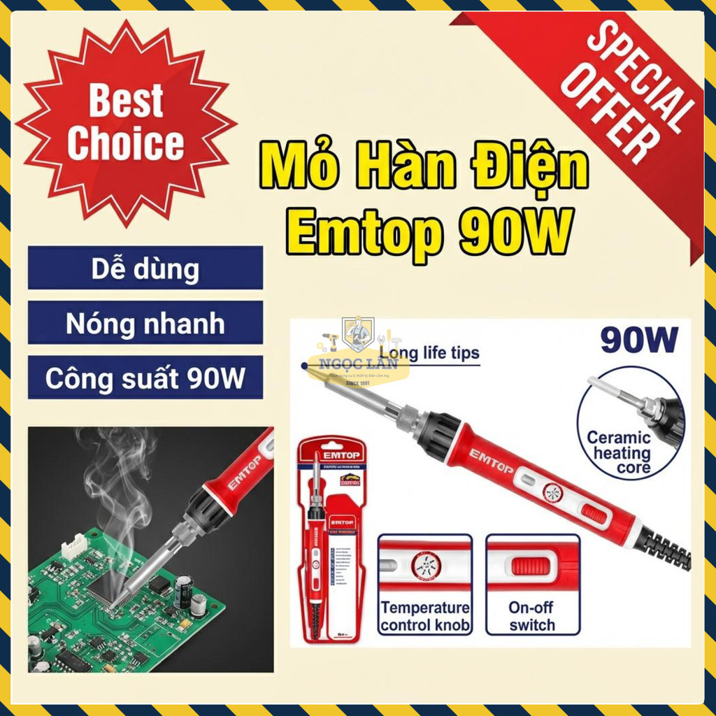 Mỏ Hàn Điện Emtop 90W Điều Chỉnh Nhiệt Độ EESL01608