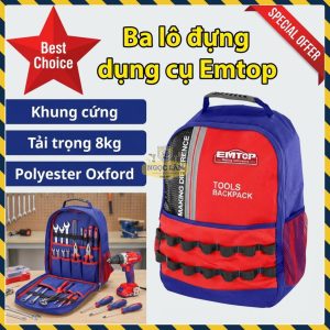 Ba Lô Emtop Đựng Dụng Cụ Kèm Túi Xách Tay, Tải Trọng 8kg (ETBG58185)